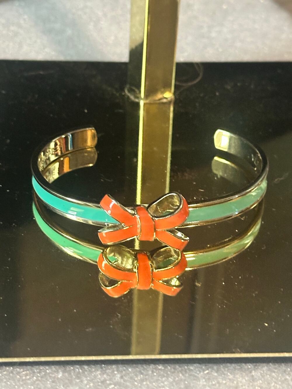 Vera Bradley Enamel Bow Cuff Bracelet – Turquoise & Coral